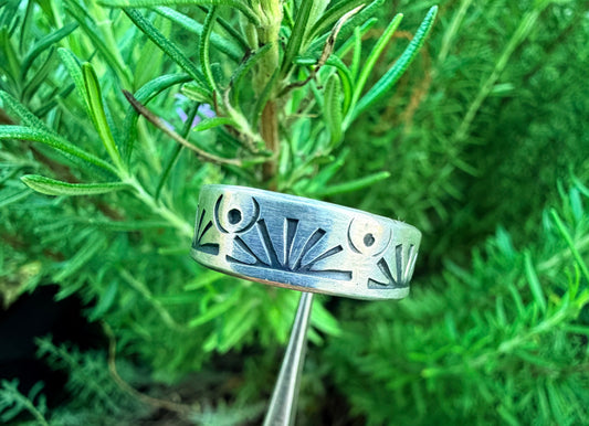 Men’s Sterling Silver Stamped Band~Sunrise