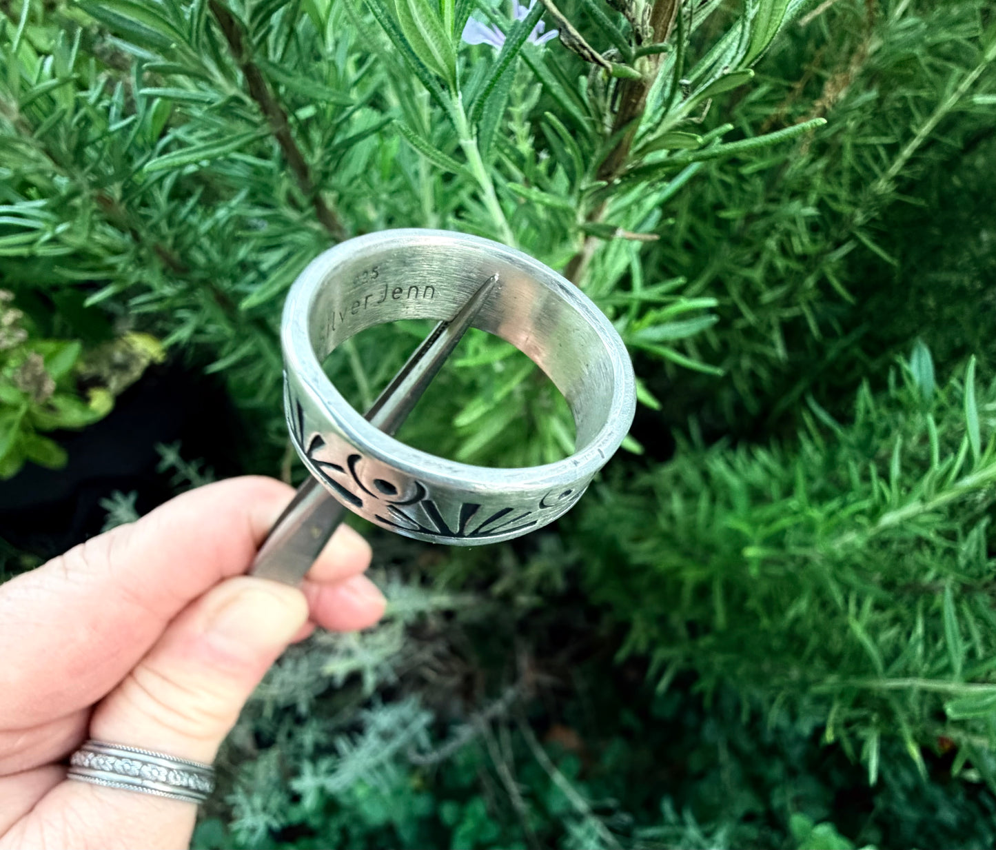 Men’s Sterling Silver Stamped Band~Sunrise