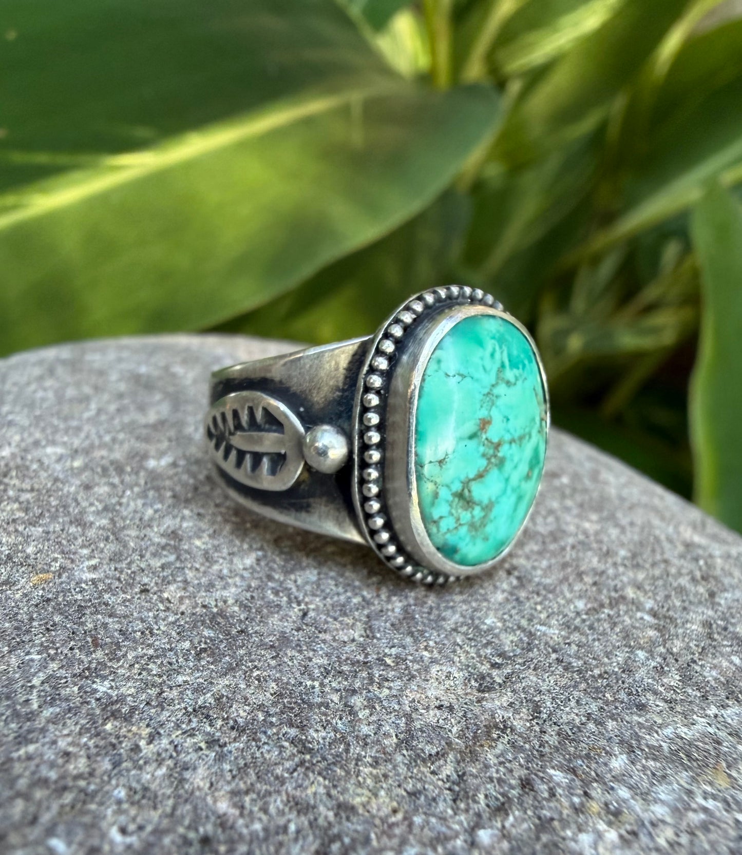 Dream Catcher ~ Turquoise and Sterling Silver Ring Size 8