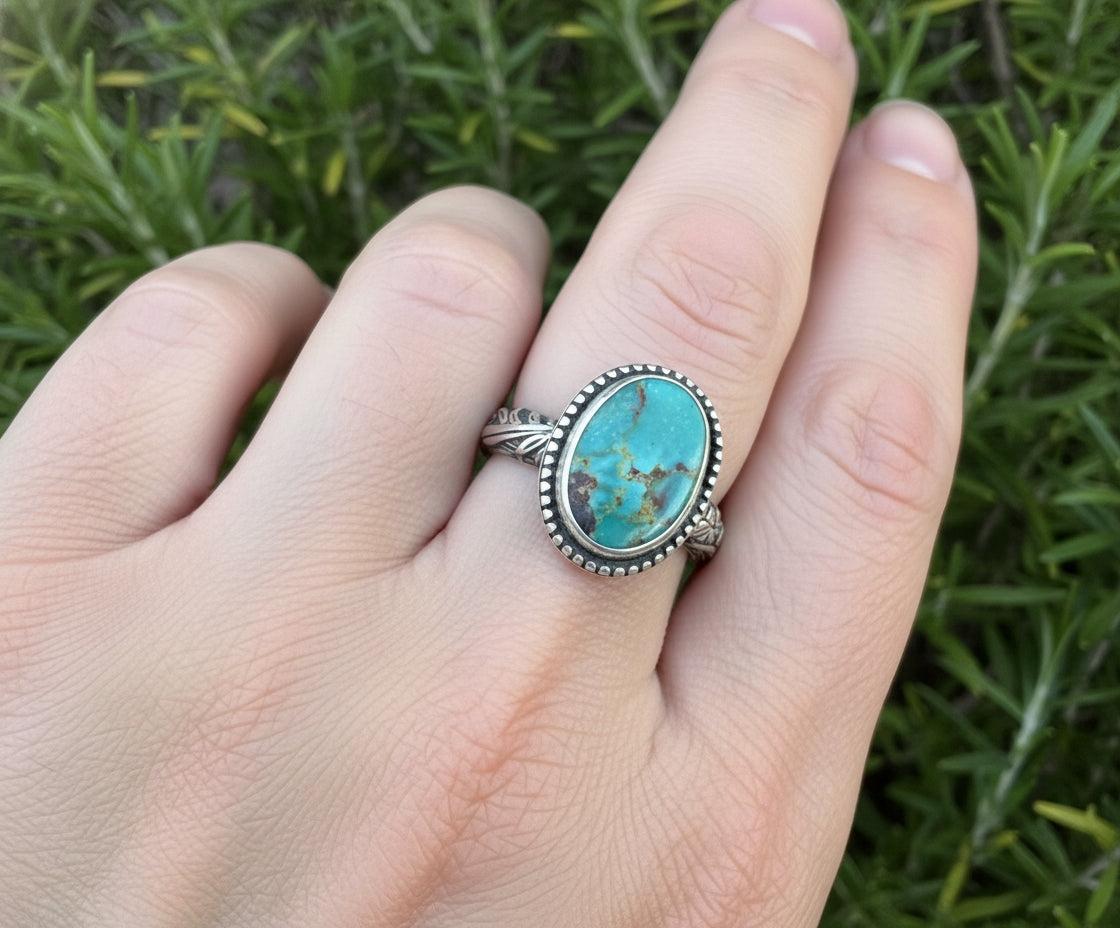Turquoise and Sterling Silver Ring size 8
