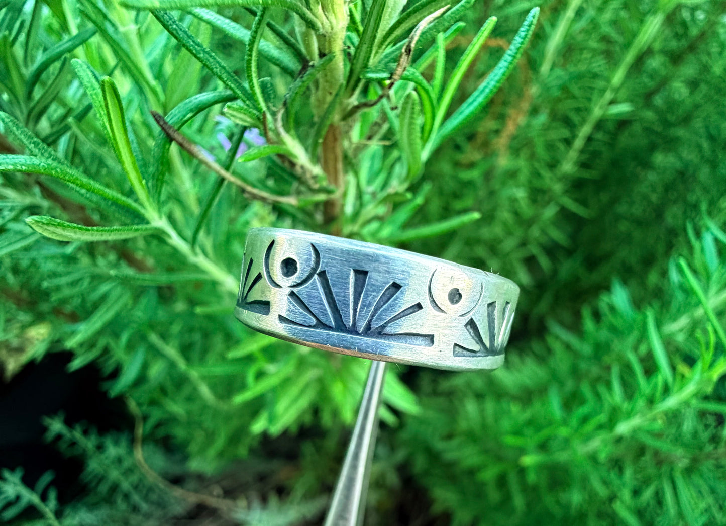 Men’s Sterling Silver Stamped Band~Sunrise