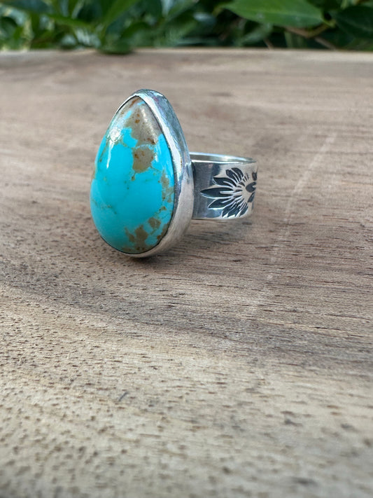 Burning Bush~Sterling Silver and Royston Turquoise Ring
