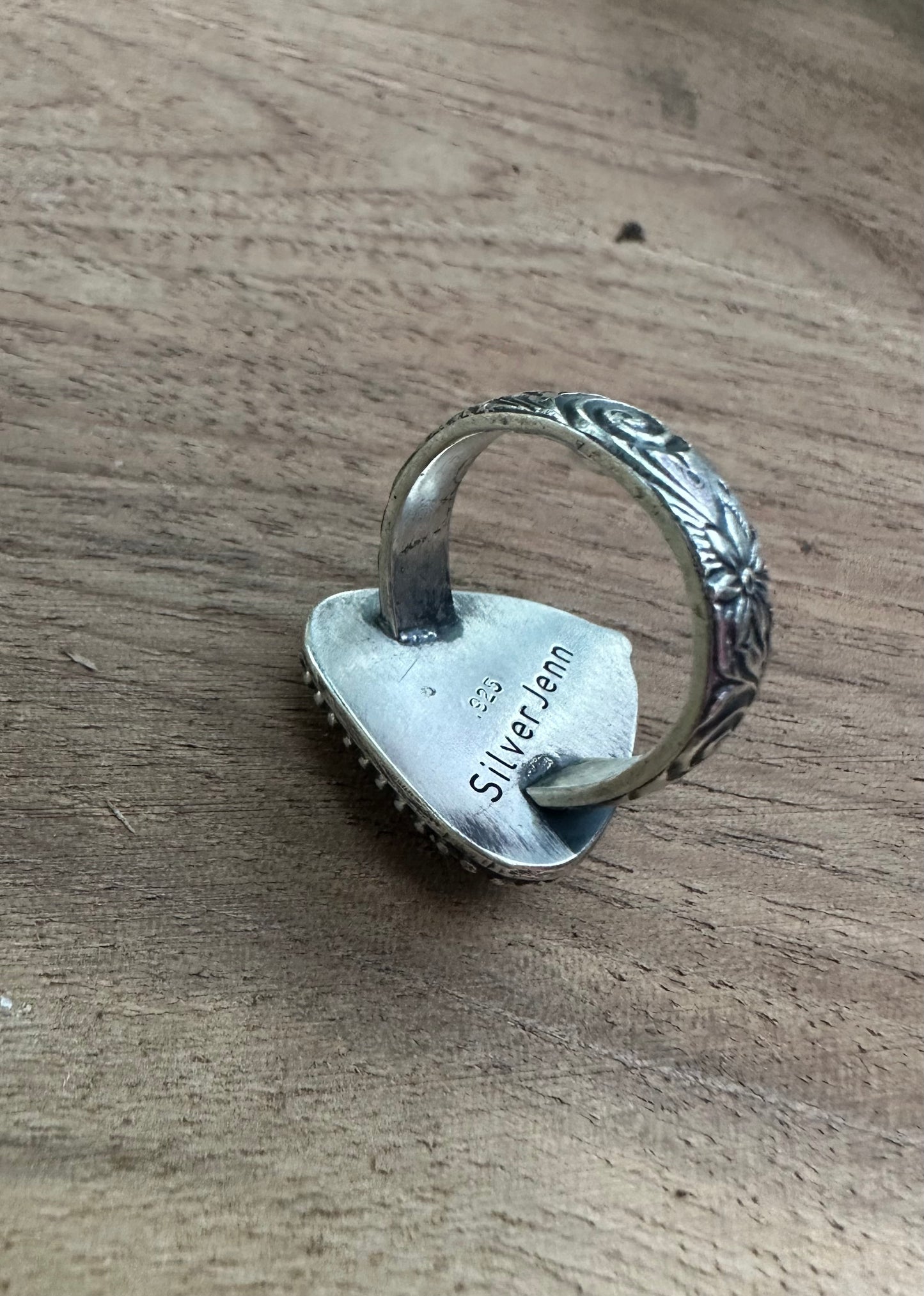 Green Dragon Eye~Synthetic Opal and Sterling Silver Ring