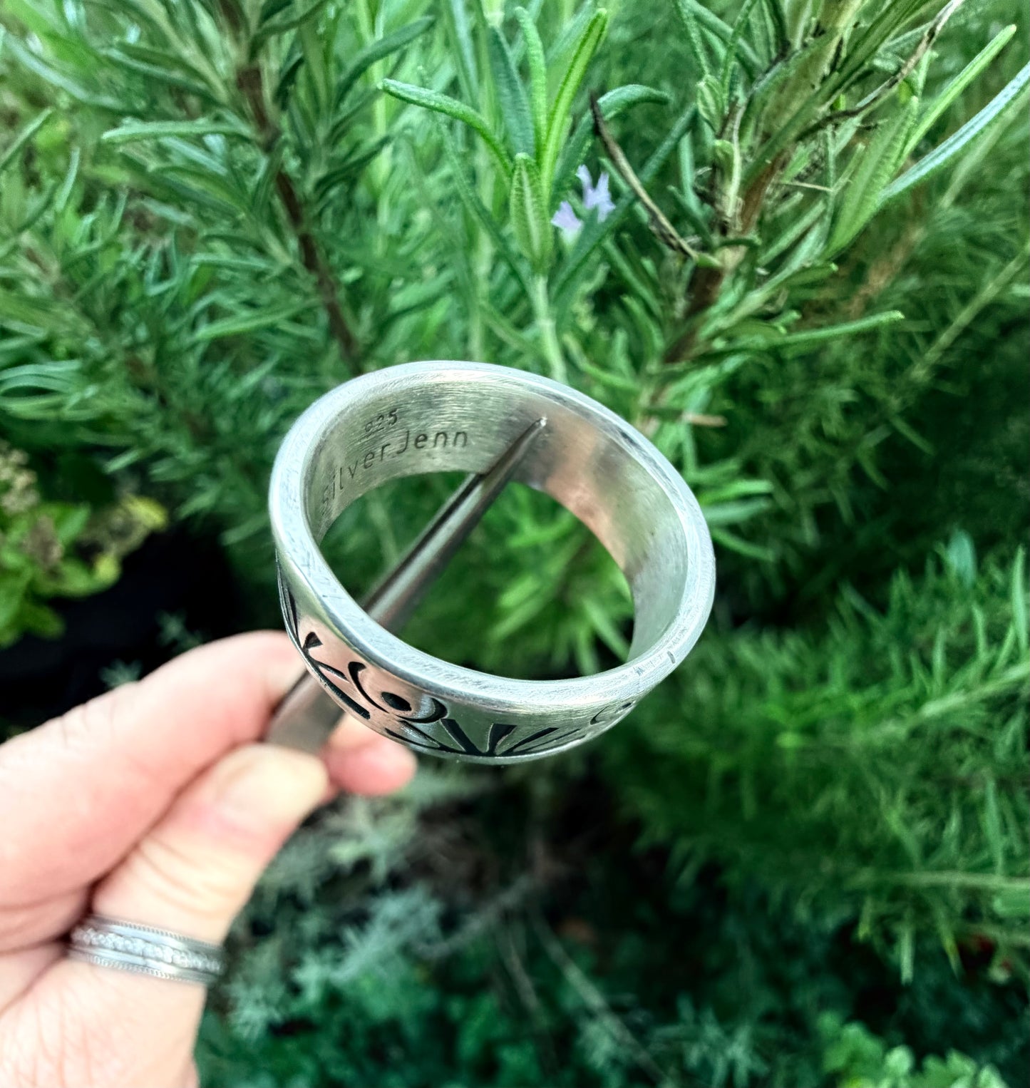 Men’s Sterling Silver Stamped Band~Sunrise