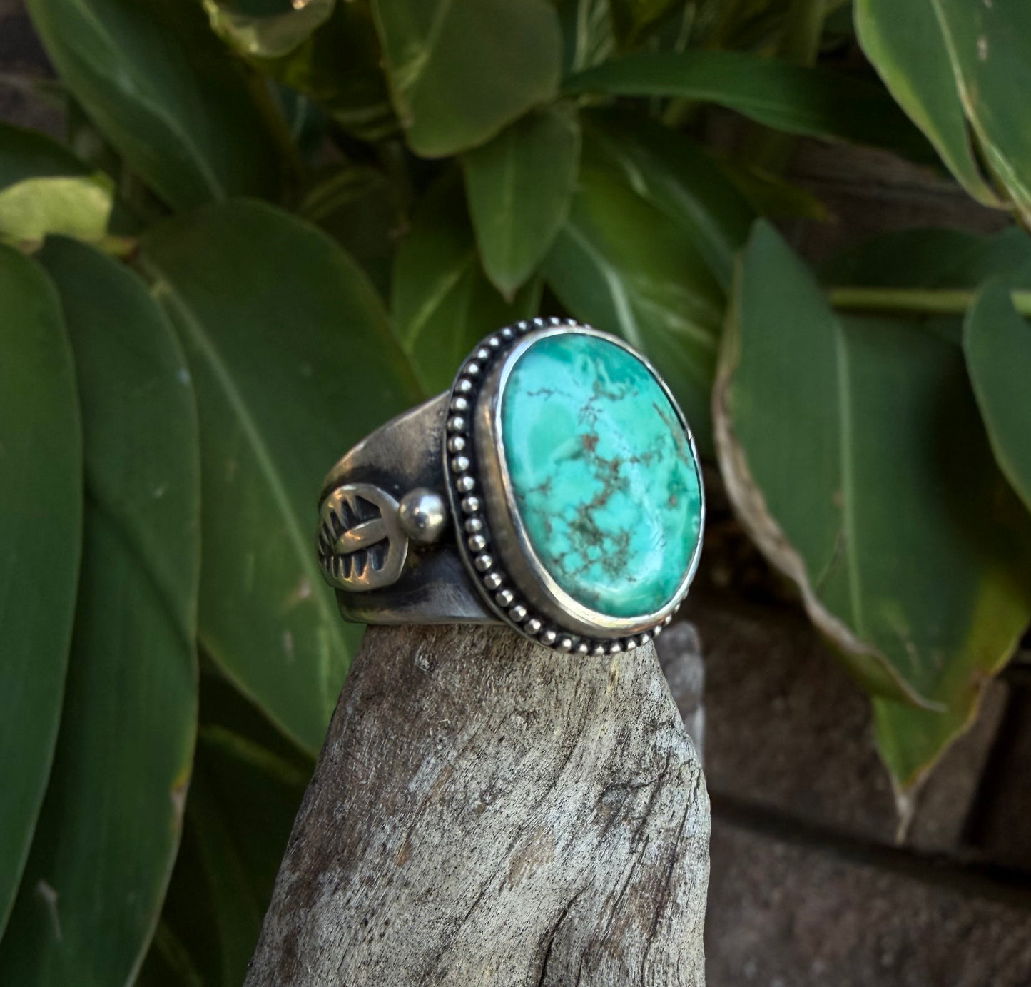 Dream Catcher ~ Turquoise and Sterling Silver Ring Size 8