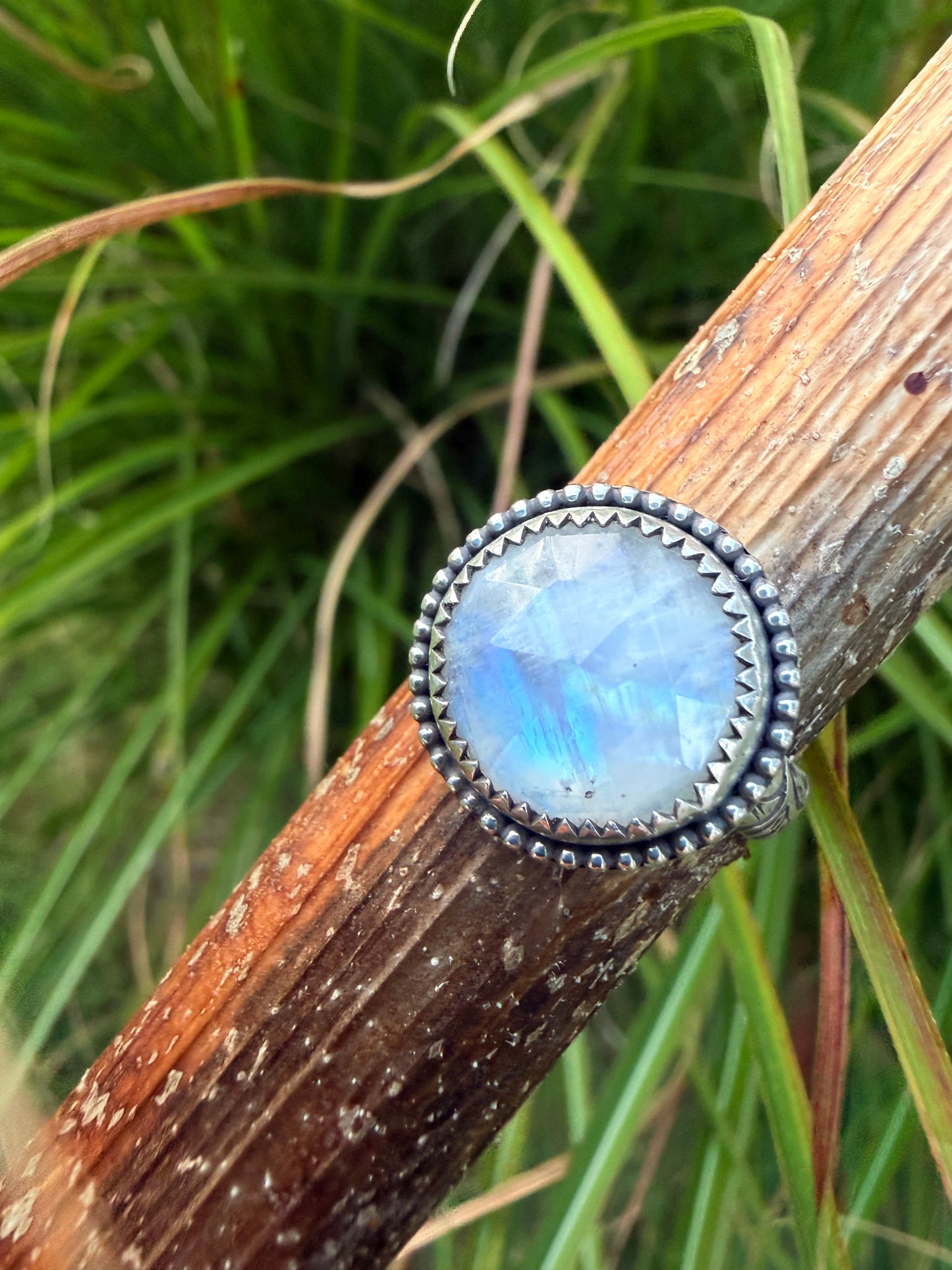 Rainbow Moonstone and Sterling Silver Ring