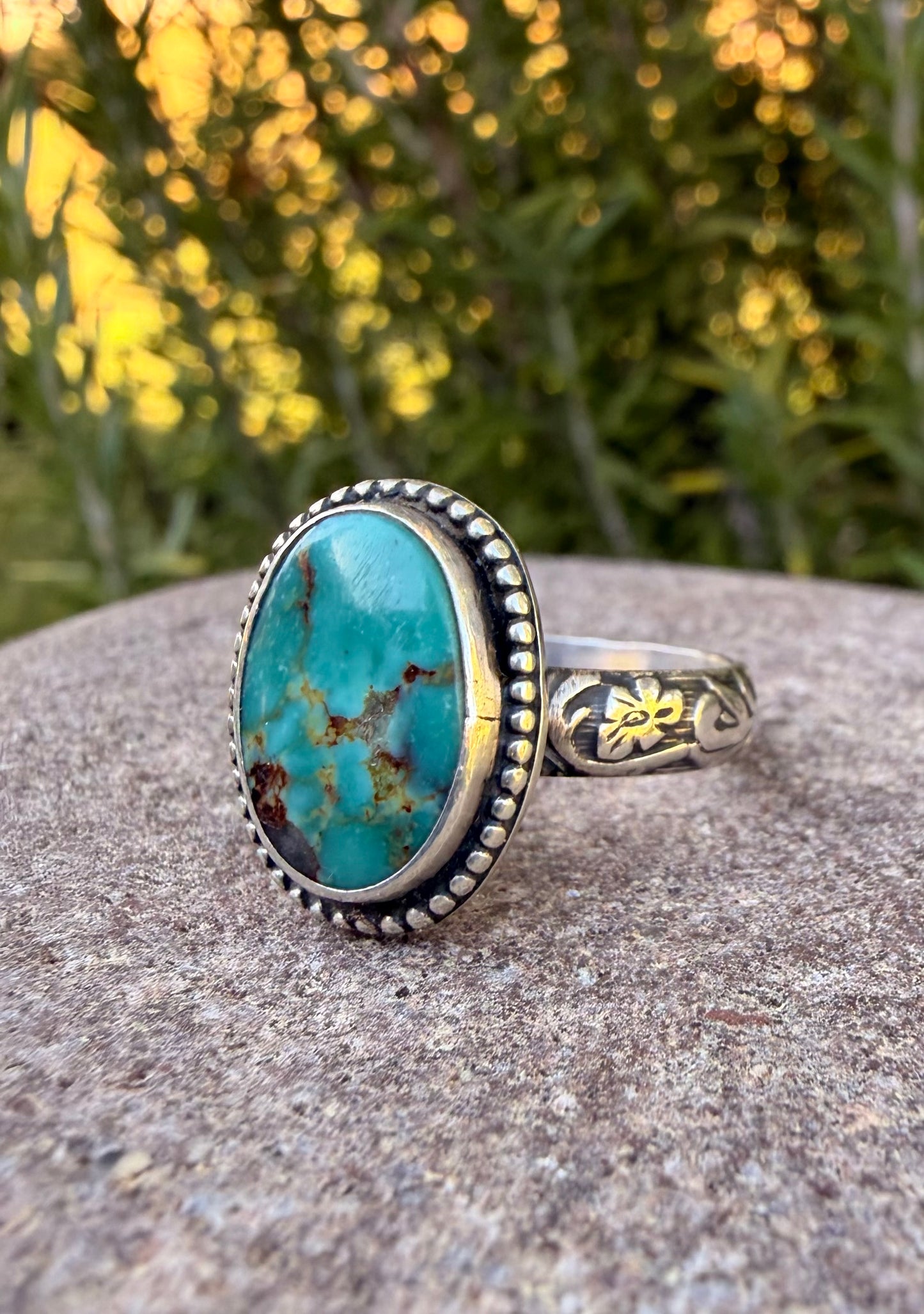 Turquoise and Sterling Silver Ring size 8