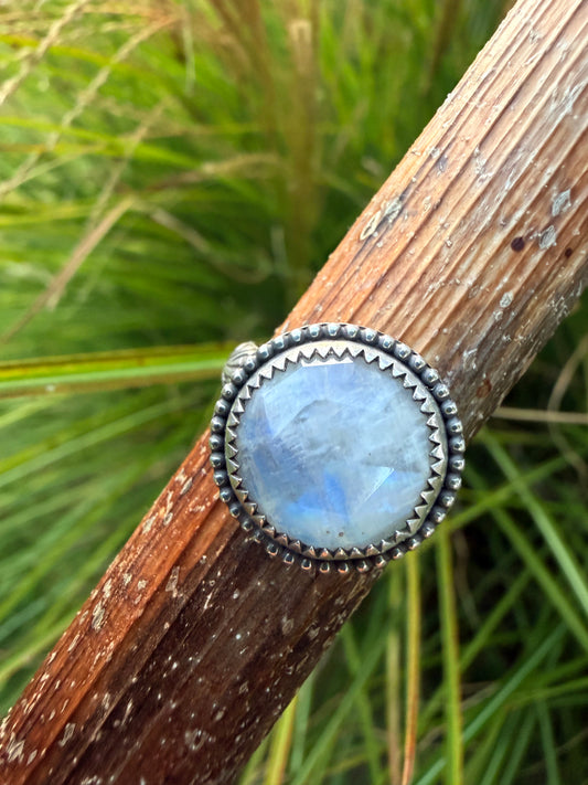 Rainbow Moonstone and Sterling Silver Ring