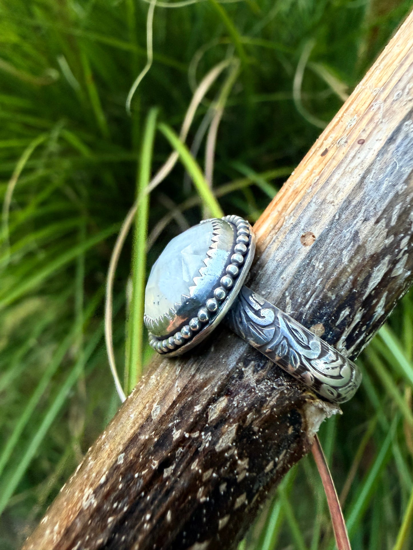 Rainbow Moonstone and Sterling Silver Ring