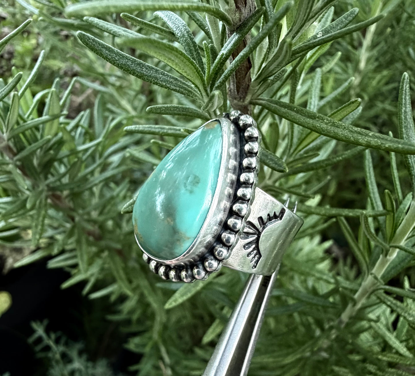 Royston Turquoise and Sterling Silver Ring ~Shooting Star