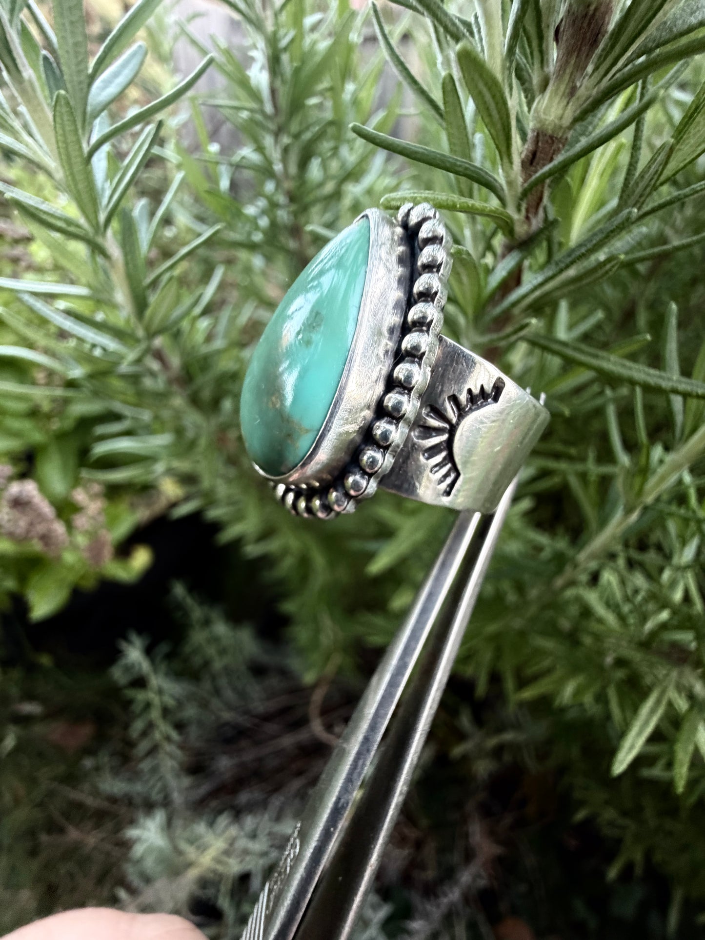 Royston Turquoise and Sterling Silver Ring ~Shooting Star
