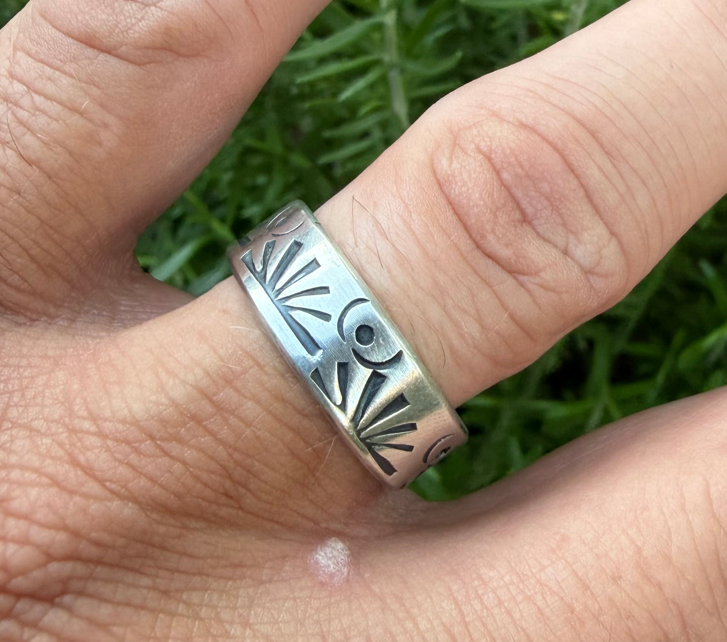 Men’s Sterling Silver Stamped Band~Sunrise