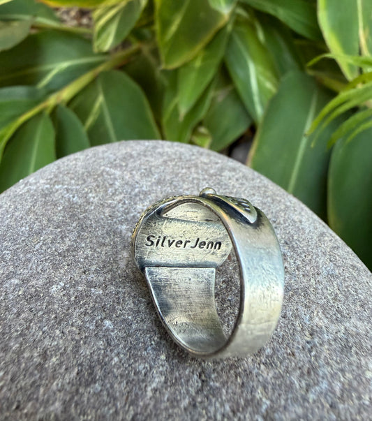 Dream Catcher ~ Turquoise and Sterling Silver Ring Size 8