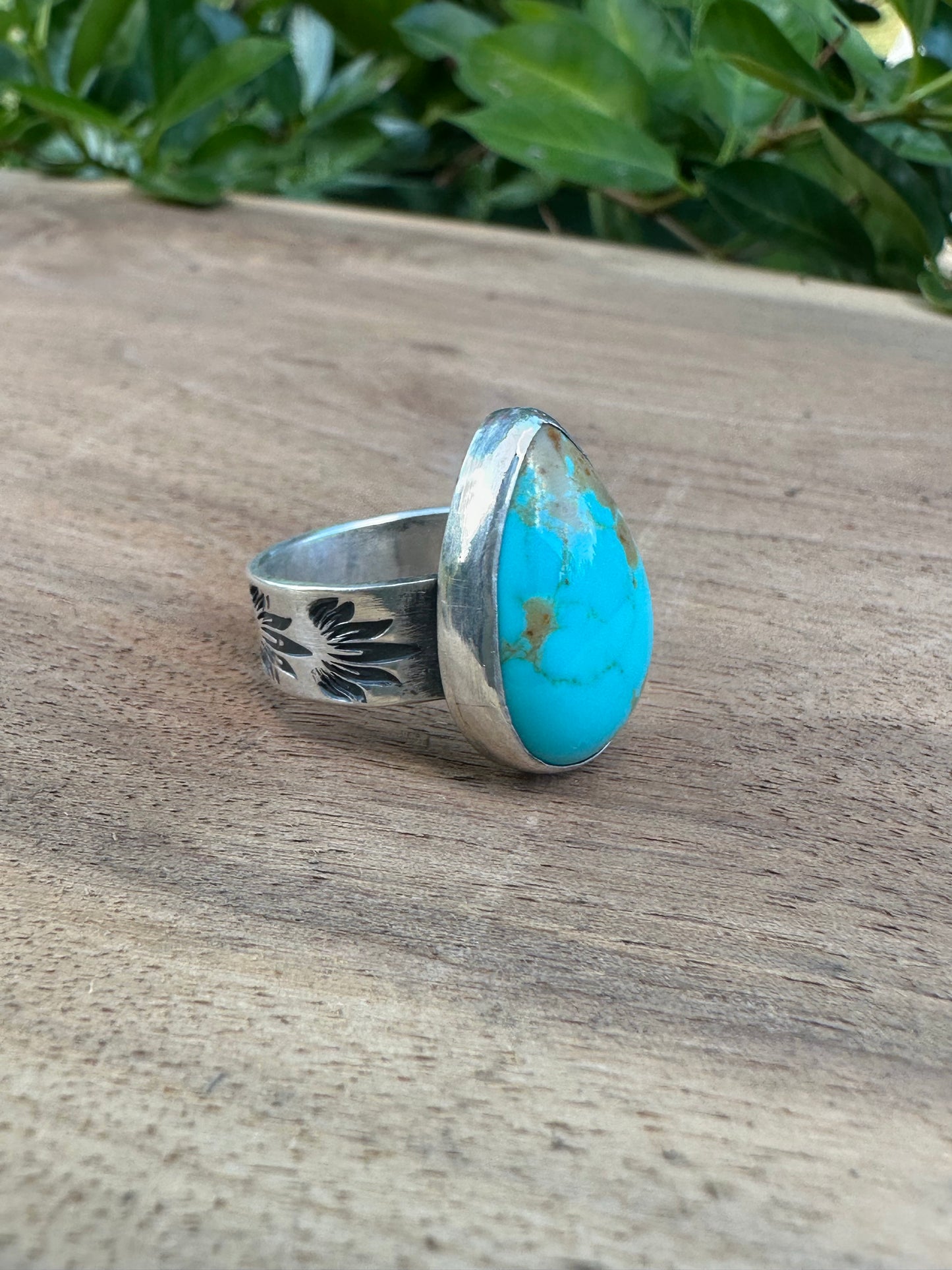 Burning Bush~Sterling Silver and Royston Turquoise Ring